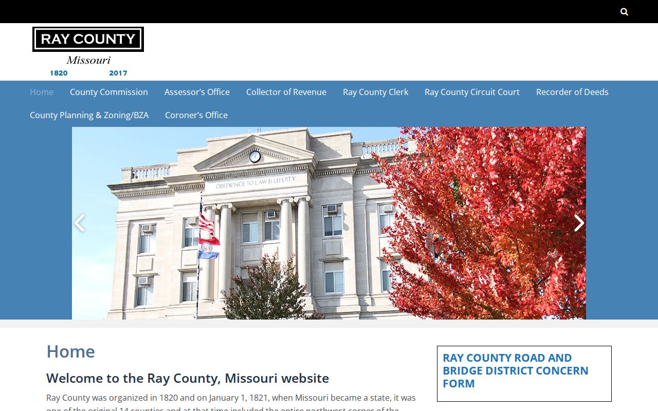 Official Ray County Missouri government website used as the county contact starting point