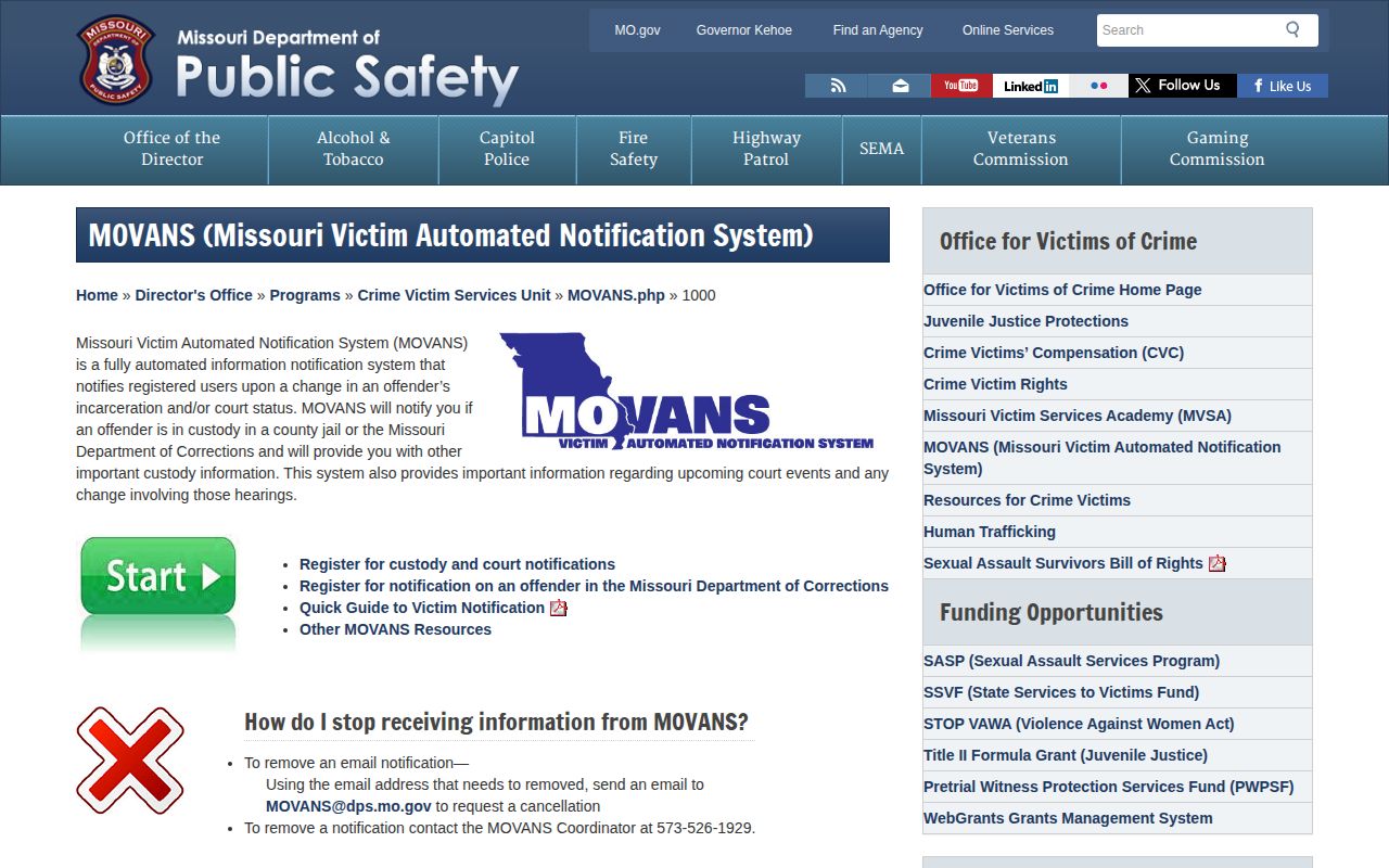 Missouri DPS MOVANS official information page